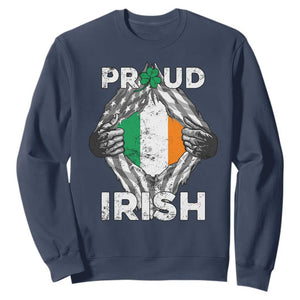 Proud Irish St. Patricks Day Sweatshirt Half American Half Ireland Flag TS02 Navy Printyourwear