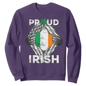 Proud Irish St. Patricks Day Sweatshirt Half American Half Ireland Flag TS02 Purple Printyourwear