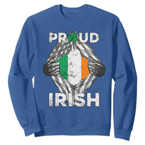 Proud Irish St. Patricks Day Sweatshirt Half American Half Ireland Flag TS02 Royal Blue Printyourwear
