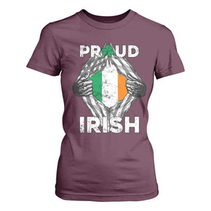 Proud Irish St Patricks Day T Shirt For Women Half American Half Ireland Flag TS02 Maroon Print Your Wear