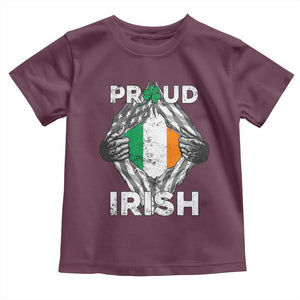 Proud Irish St Patricks Day Toddler T Shirt Half American Half Ireland Flag TS02 Maroon Print Your Wear