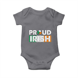 Proud Irish St Patricks Day Baby Onesie Shamrock Lucky Charm Ireland Flag TS02 Charcoal Print Your Wear