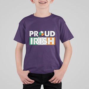 Proud Irish St. Patricks Day T Shirt For Kid Shamrock Lucky Charm Ireland Flag TS02 Purple Printyourwear