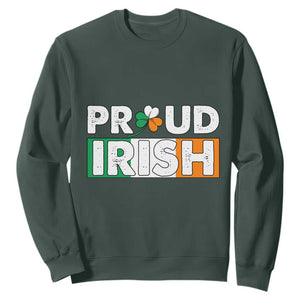 Proud Irish St. Patricks Day Sweatshirt Shamrock Lucky Charm Ireland Flag TS02 Dark Forest Green Printyourwear