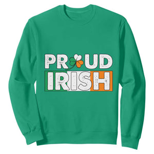 Proud Irish St. Patricks Day Sweatshirt Shamrock Lucky Charm Ireland Flag TS02 Irish Green Printyourwear