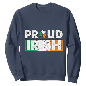 Proud Irish St. Patricks Day Sweatshirt Shamrock Lucky Charm Ireland Flag TS02 Navy Printyourwear