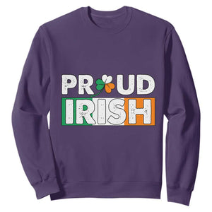 Proud Irish St. Patricks Day Sweatshirt Shamrock Lucky Charm Ireland Flag TS02 Purple Printyourwear