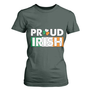 Proud Irish St Patricks Day T Shirt For Women Shamrock Lucky Charm Ireland Flag TS02 Dark Forest Green Print Your Wear