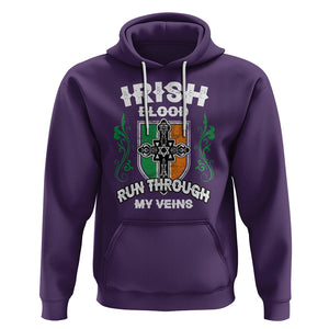 Irish Pride Hoodie Irish Blood Run Through My Veins Ireland Flag Celtic Cross TS02 Purple Printyourwear