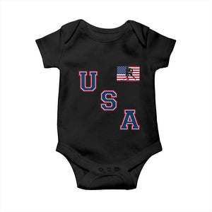 USA Flag Hockey Baby Onesie Patriotic Ice Hockey Team Fan Vintage Throwback TS02 Black Print Your Wear