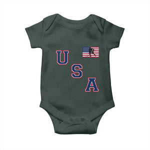 USA Flag Hockey Baby Onesie Patriotic Ice Hockey Team Fan Vintage Throwback TS02 Print Your Wear