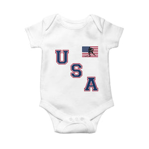 USA Flag Hockey Baby Onesie Patriotic Ice Hockey Team Fan Vintage Throwback TS02 White Print Your Wear