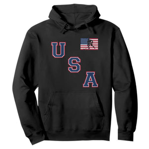 USA Flag Hockey Hoodie Patriotic Ice Hockey Team Fan Vintage Throwback TS02 Black Print Your Wear