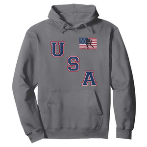 USA Flag Hockey Hoodie Patriotic Ice Hockey Team Fan Vintage Throwback TS02 Charcoal Print Your Wear