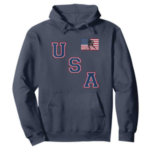 USA Flag Hockey Hoodie Patriotic Ice Hockey Team Fan Vintage Throwback TS02 Navy Print Your Wear