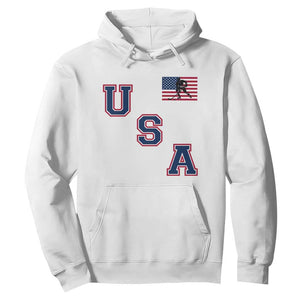 USA Flag Hockey Hoodie Patriotic Ice Hockey Team Fan Vintage Throwback TS02 White Print Your Wear