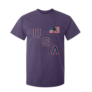 USA Flag Hockey T Shirt For Kid Patriotic Ice Hockey Team Fan Vintage Throwback TS02 Purple Print Your Wear