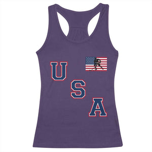 USA Flag Hockey Racerback Tank Top Patriotic Ice Hockey Team Fan Vintage Throwback TS02 Purple Print Your Wear