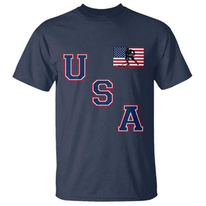 USA Flag Hockey T Shirt Patriotic Ice Hockey Team Fan Vintage Throwback TS02 Navy Print Your Wear