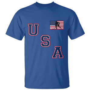USA Flag Hockey T Shirt Patriotic Ice Hockey Team Fan Vintage Throwback TS02 Royal Blue Print Your Wear