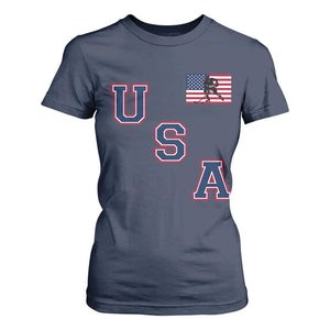 USA Flag Hockey T Shirt For Women Patriotic Ice Hockey Team Fan Vintage Throwback TS02 Navy Print Your Wear