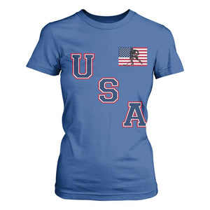 USA Flag Hockey T Shirt For Women Patriotic Ice Hockey Team Fan Vintage Throwback TS02 Royal Blue Print Your Wear