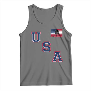 USA Flag Hockey Tank Top Patriotic Ice Hockey Team Fan Vintage Throwback TS02 Black Heather Print Your Wear
