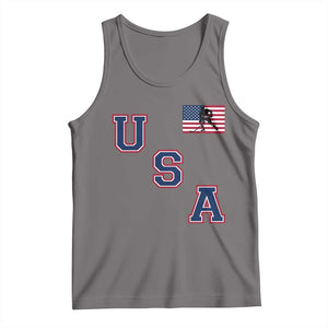 USA Flag Hockey Tank Top Patriotic Ice Hockey Team Fan Vintage Throwback TS02 Deep Heather Print Your Wear