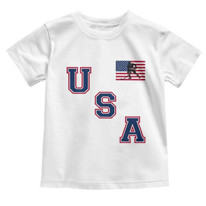 USA Flag Hockey Toddler T Shirt - Patriotic Ice Hockey Team Fan Vintage Throwback Kids Tee TS02 White Print Your Wear