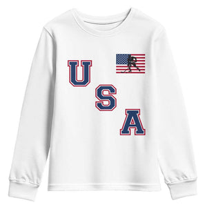 USA Flag Hockey Youth Sweatshirt Patriotic Ice Hockey Team Fan Vintage Throwback TS02 White Print Your Wear