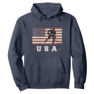 USA Flag Hockey Hoodie Patriotic Ice Hockey Player Retro Vintage TS02 Navy Print Your Wear