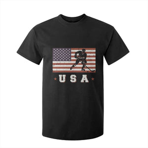 USA Flag Hockey T Shirt For Kid Patriotic Ice Hockey Player Retro Vintage TS02 Black Print Your Wear