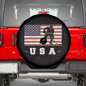 USA Flag Hockey Spare Tire Cover Patriotic Ice Hockey Player Retro Vintage TS02 Black Print Your Wear
