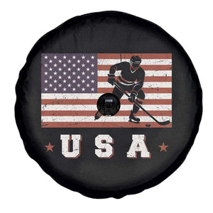 USA Flag Hockey Spare Tire Cover Patriotic Ice Hockey Player Retro Vintage TS02 Print Your Wear