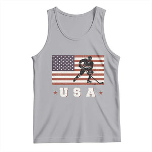 USA Flag Hockey Tank Top Patriotic Ice Hockey Player Retro Vintage TS02 Athletic Heather Print Your Wear