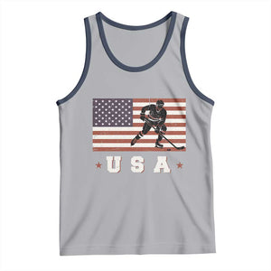 USA Flag Hockey Tank Top Patriotic Ice Hockey Player Retro Vintage TS02 Athletic Heather Navy Print Your Wear