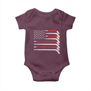 USA Flag Hockey Baby Onesie Patriotic Hockey Stick American Flags TS02 Maroon Print Your Wear