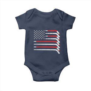 USA Flag Hockey Baby Onesie Patriotic Hockey Stick American Flags TS02 Navy Print Your Wear