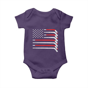 USA Flag Hockey Baby Onesie Patriotic Hockey Stick American Flags TS02 Purple Print Your Wear