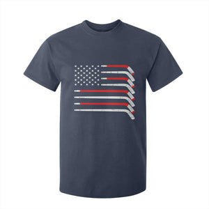 USA Flag Hockey T Shirt For Kid Patriotic Hockey Stick American Flags TS02 Navy Print Your Wear