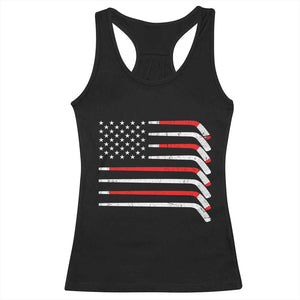USA Flag Hockey Racerback Tank Top Patriotic Hockey Stick American Flags TS02 Black Print Your Wear