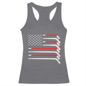 USA Flag Hockey Racerback Tank Top Patriotic Hockey Stick American Flags TS02 Charcoal Print Your Wear