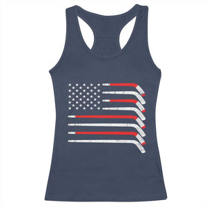 USA Flag Hockey Racerback Tank Top Patriotic Hockey Stick American Flags TS02 Navy Print Your Wear