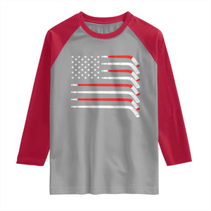 USA Flag Hockey Raglan Shirt Patriotic Hockey Stick American Flags TS02 Sport Gray Red Print Your Wear
