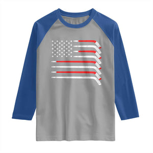 USA Flag Hockey Raglan Shirt Patriotic Hockey Stick American Flags TS02 Sport Gray Royal Print Your Wear