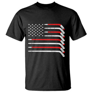 USA Flag Hockey T Shirt - Patriotic Hockey Stick American Flag Pride Tee TS02 Black Print Your Wear