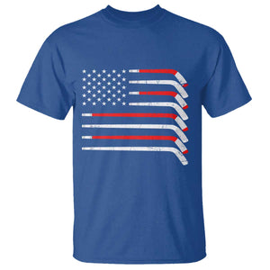 USA Flag Hockey T Shirt - Patriotic Hockey Stick American Flag Pride Tee TS02 Royal Blue Print Your Wear