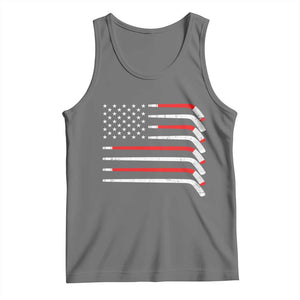 USA Flag Hockey Tank Top Patriotic Hockey Stick American Flags TS02 Black Heather Print Your Wear