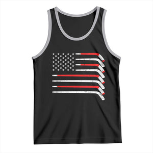 USA Flag Hockey Tank Top Patriotic Hockey Stick American Flags TS02 Black Athletic Heather Print Your Wear