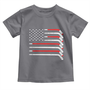 USA Flag Hockey Toddler T Shirt Patriotic Hockey Stick American Flags TS02 Charcoal Print Your Wear
